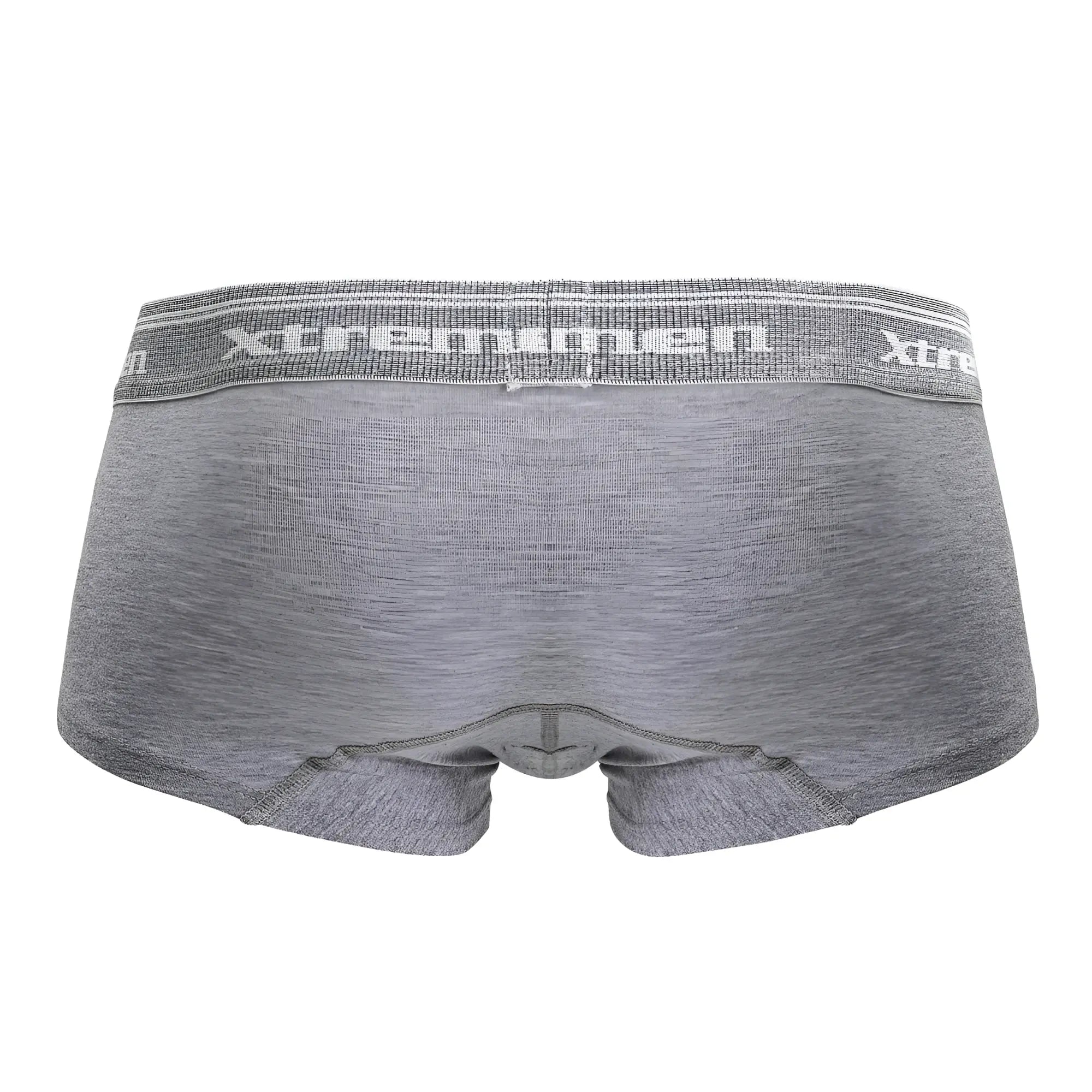 Gray heathered cotton blend trunks with textured elastic waistband featuring xtrememen logo in white color jasper gray