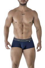 Navy xtremen 91205b cotton blend men’s boxer briefs with gray elastic waistband featuring brand name and logo