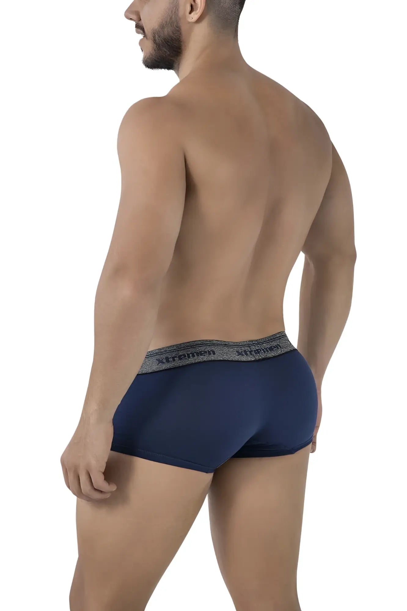 Navy xtremen 91205b cotton blend men’s briefs with textured gray waistband and branded xtremen logo
