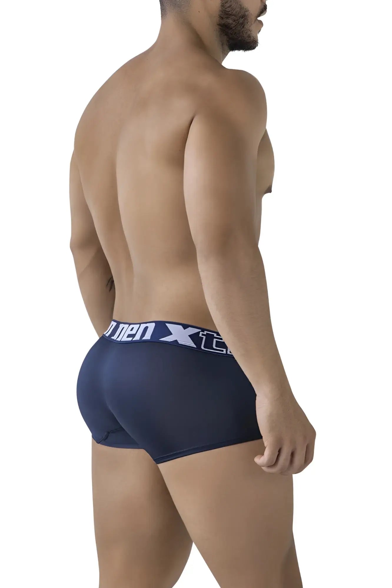 Navy blue xtremen 91206b microfiber men’s briefs with white elastic waistband featuring xtreme logo