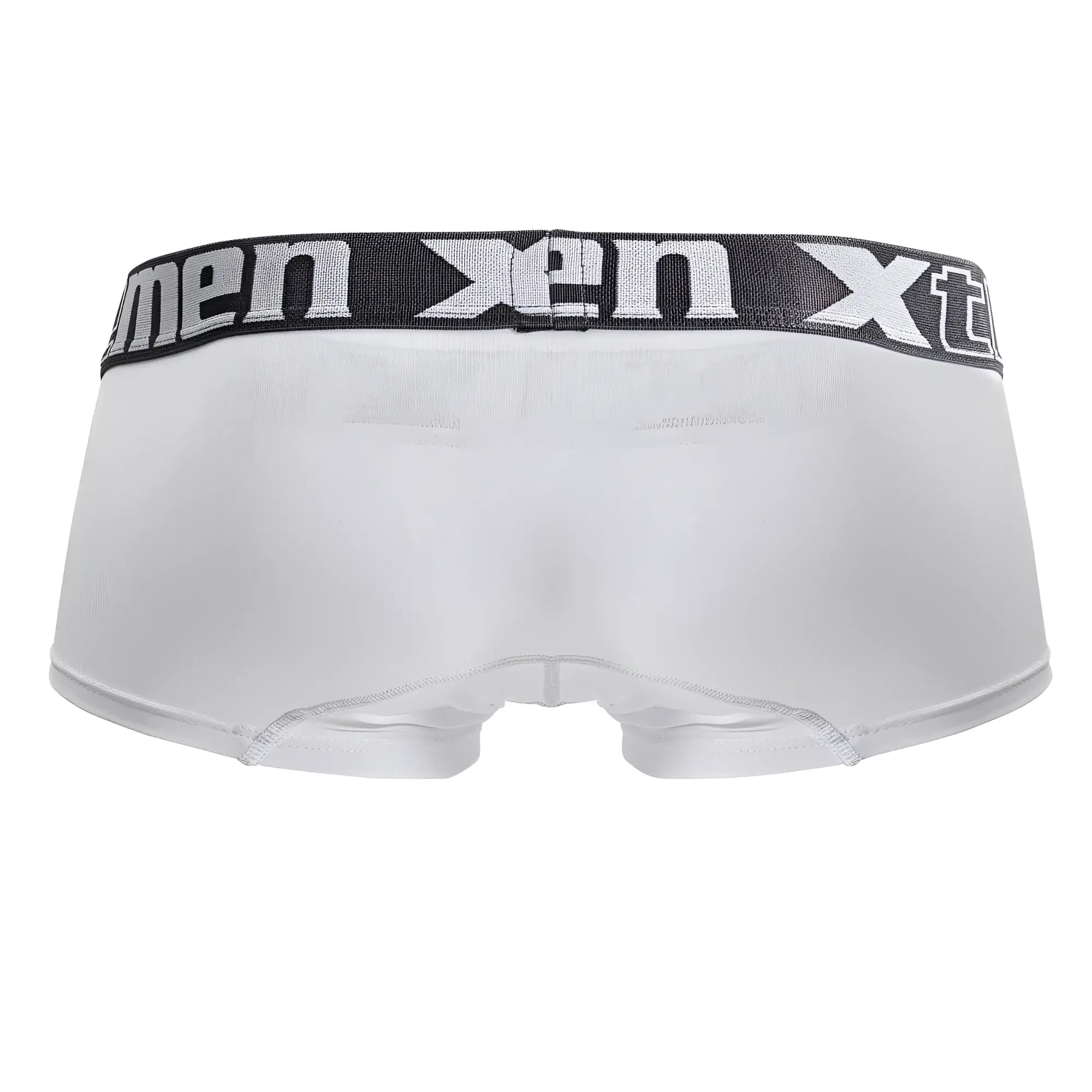 White men’s microfiber briefs with black elastic waistband and xen logo in silver from xtremen 91206b trunks