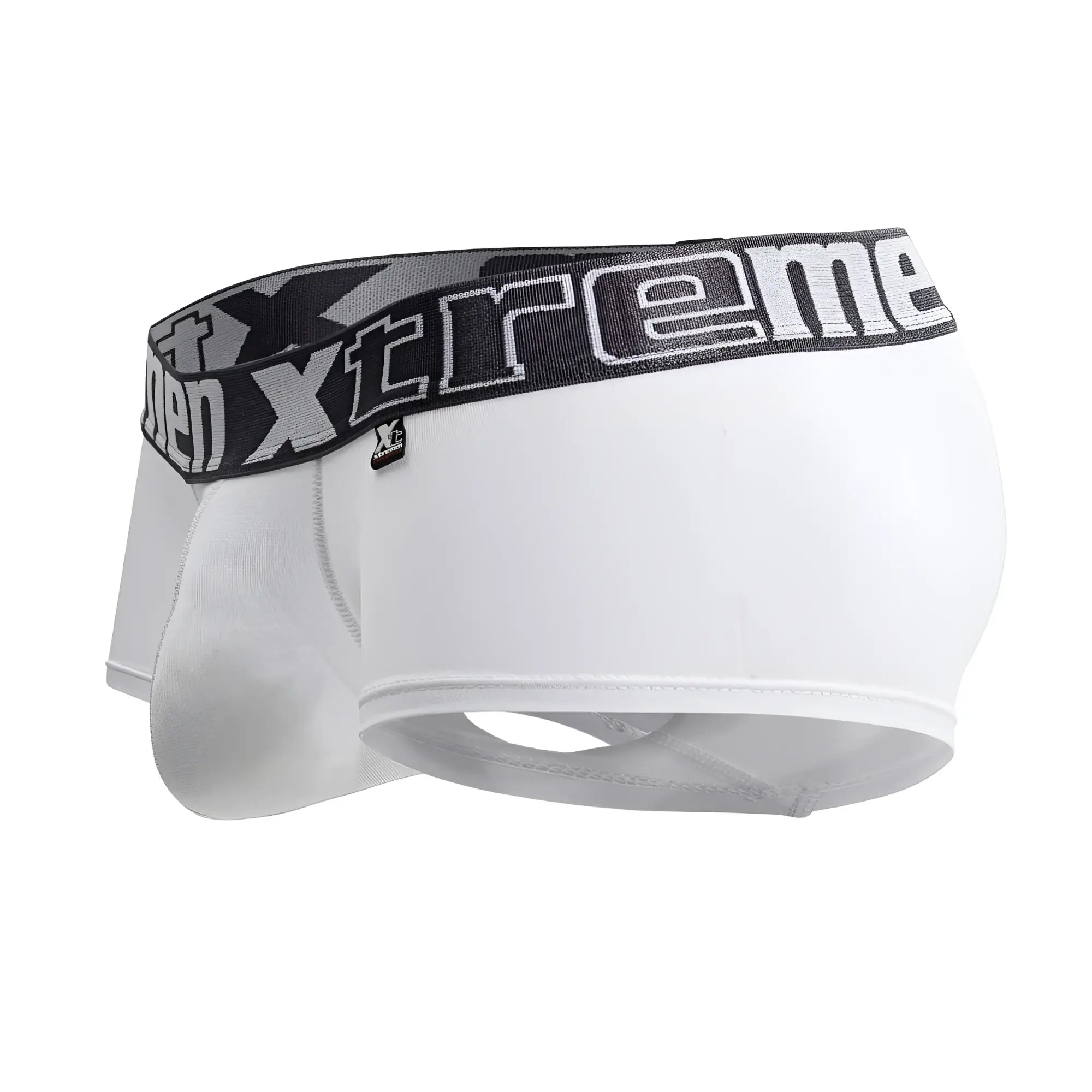 White xtremen 91206b microfiber trunks with black and gray xtreme elastic waistband for men