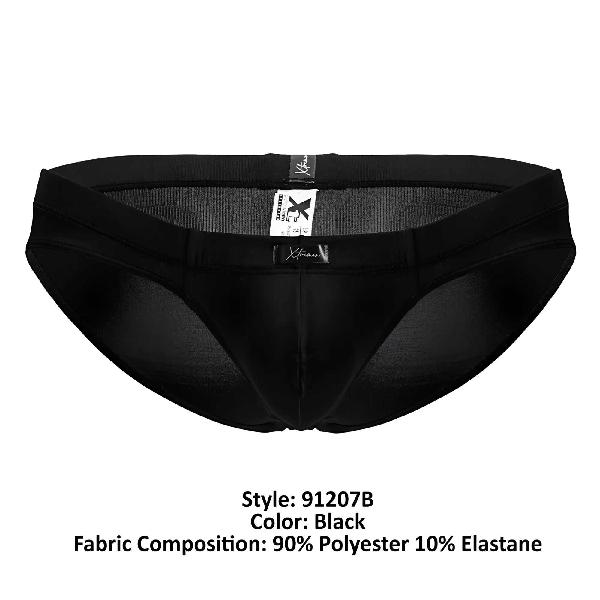 Black xtremen 91207b microfiber briefs made of 90 polyester 10 elastane with breathable mesh panels