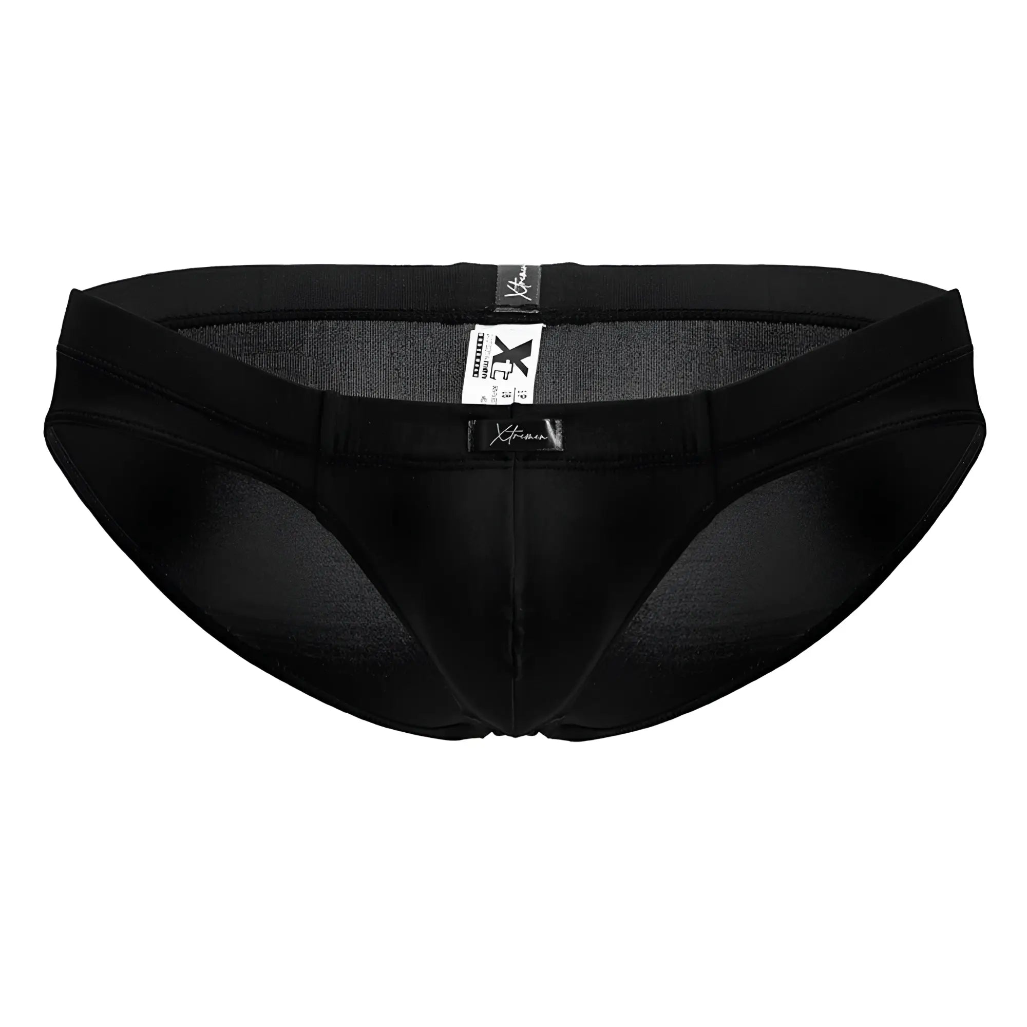 Black xtremen 91207b microfiber briefs with smooth form fitting fabric and subtle textured inner lining