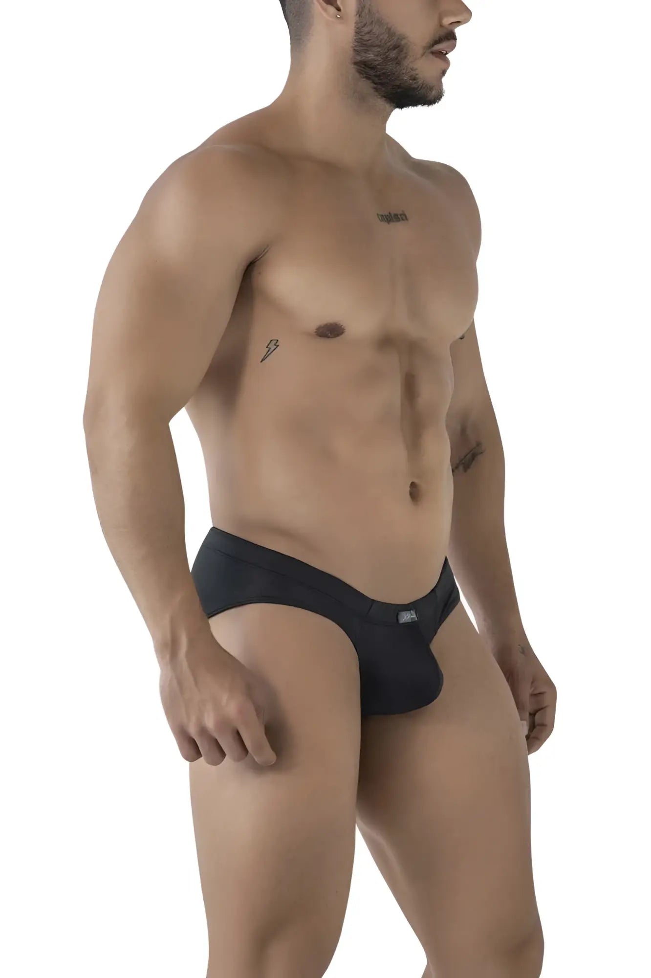 Xtremen 91207b black microfiber men’s briefs with snug fit and small logo on waistband