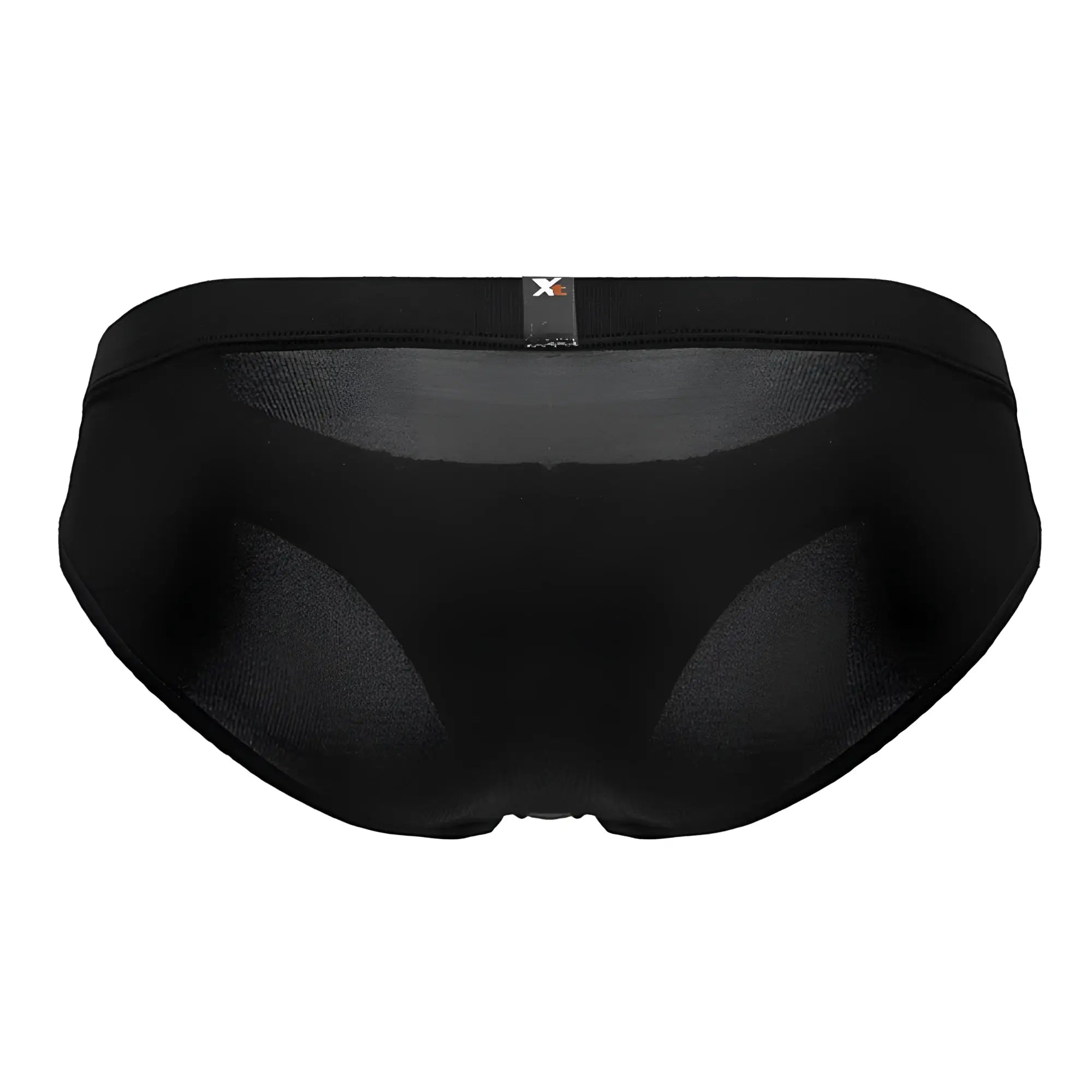 Black xtremen 91207b microfiber briefs with mesh fabric, solid elastic waistband, and small brand tag visible