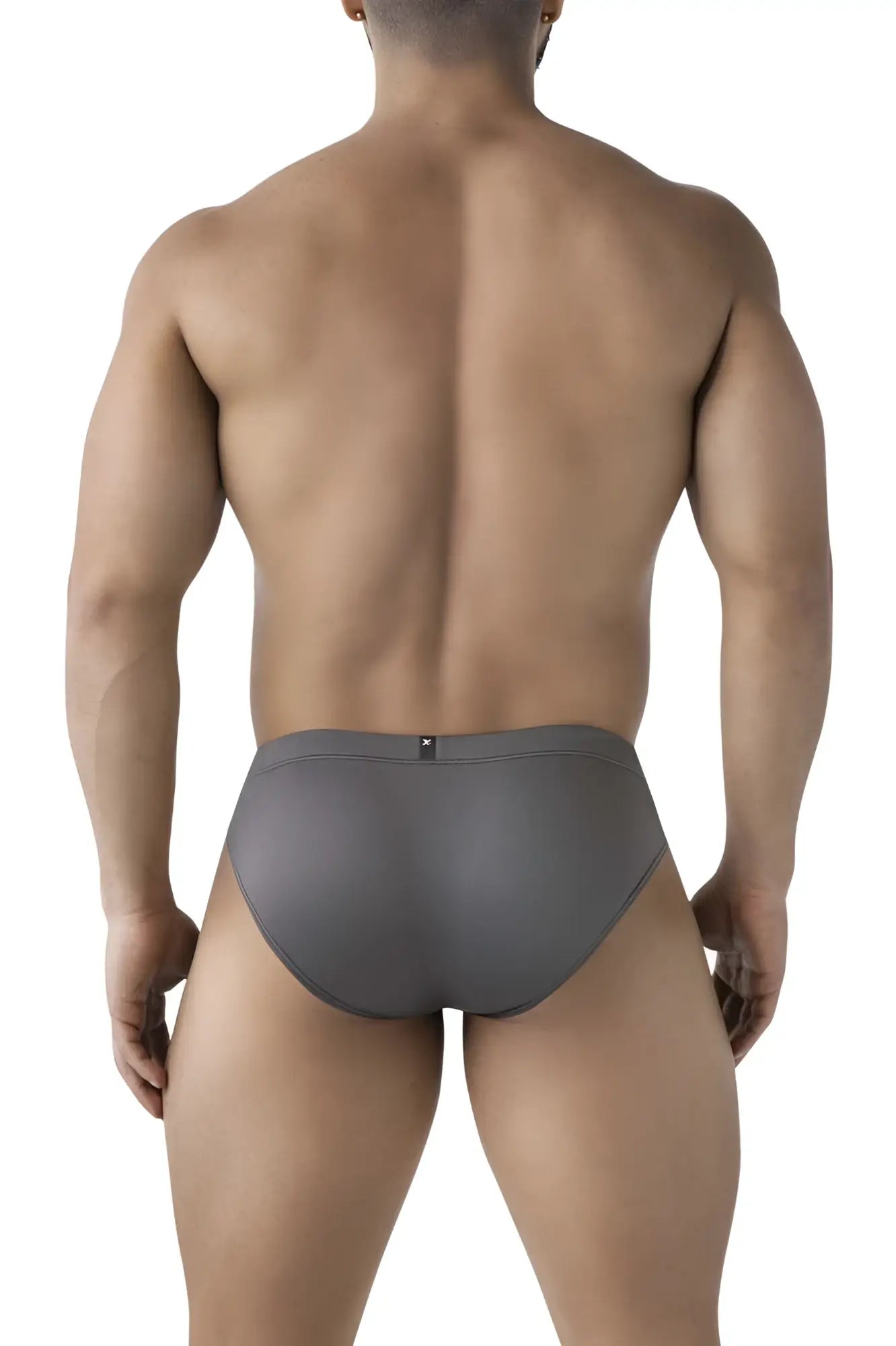 Gray xtremen 91207b microfiber briefs with smooth form-fitting design and small black waistband logo