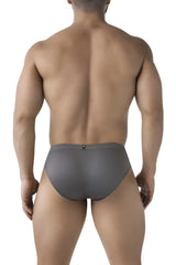 Gray xtremen 91207b microfiber briefs with smooth form-fitting design and small black waistband logo