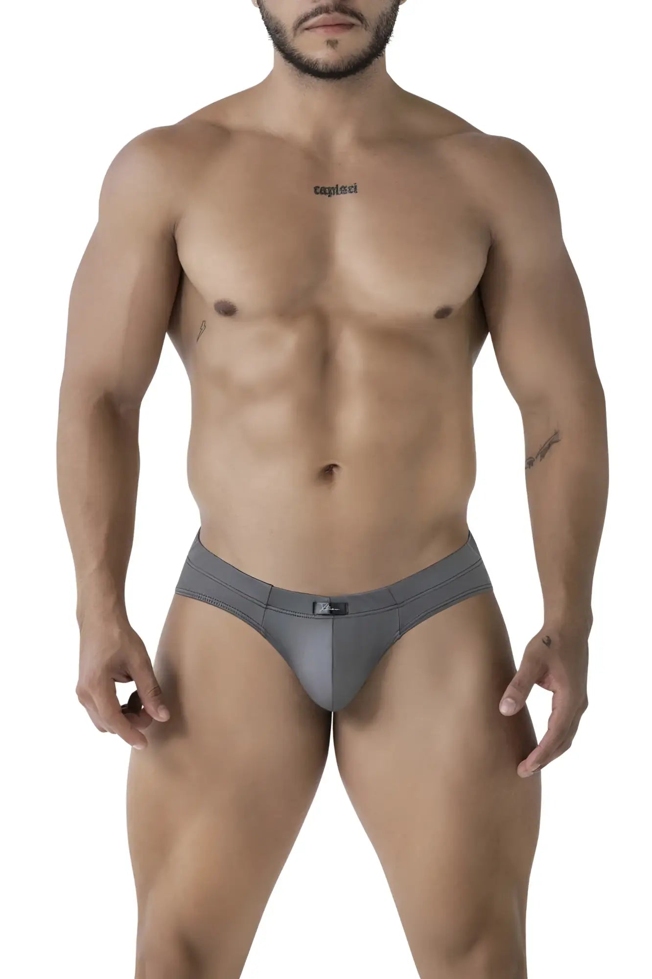 Gray xtremen 91207b microfiber briefs with form-fitting design subtle elastic waistband and small front logo