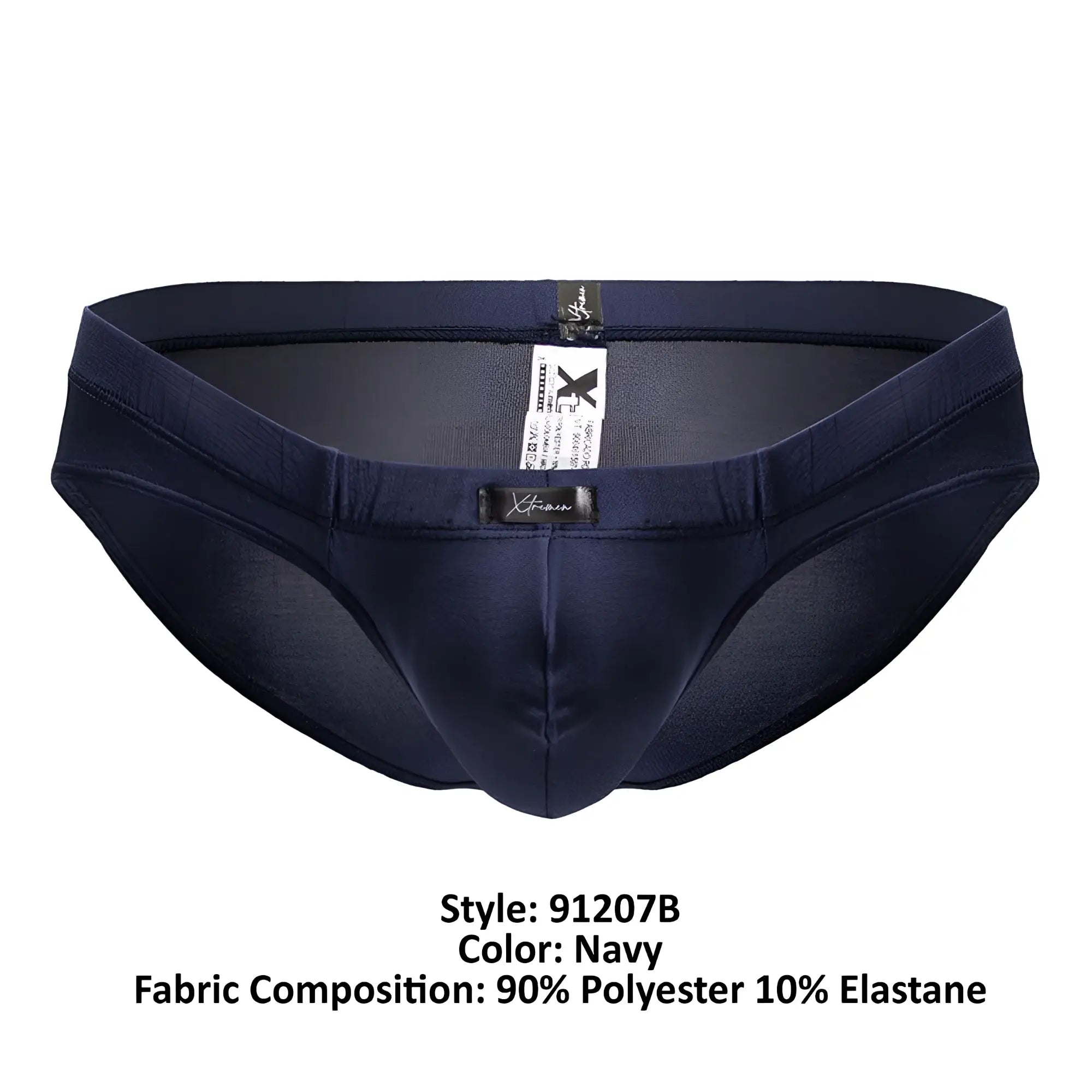 Navy xtremen 91207b microfiber briefs made of 90 polyester 10 elastane with branded waistband label and sleek design