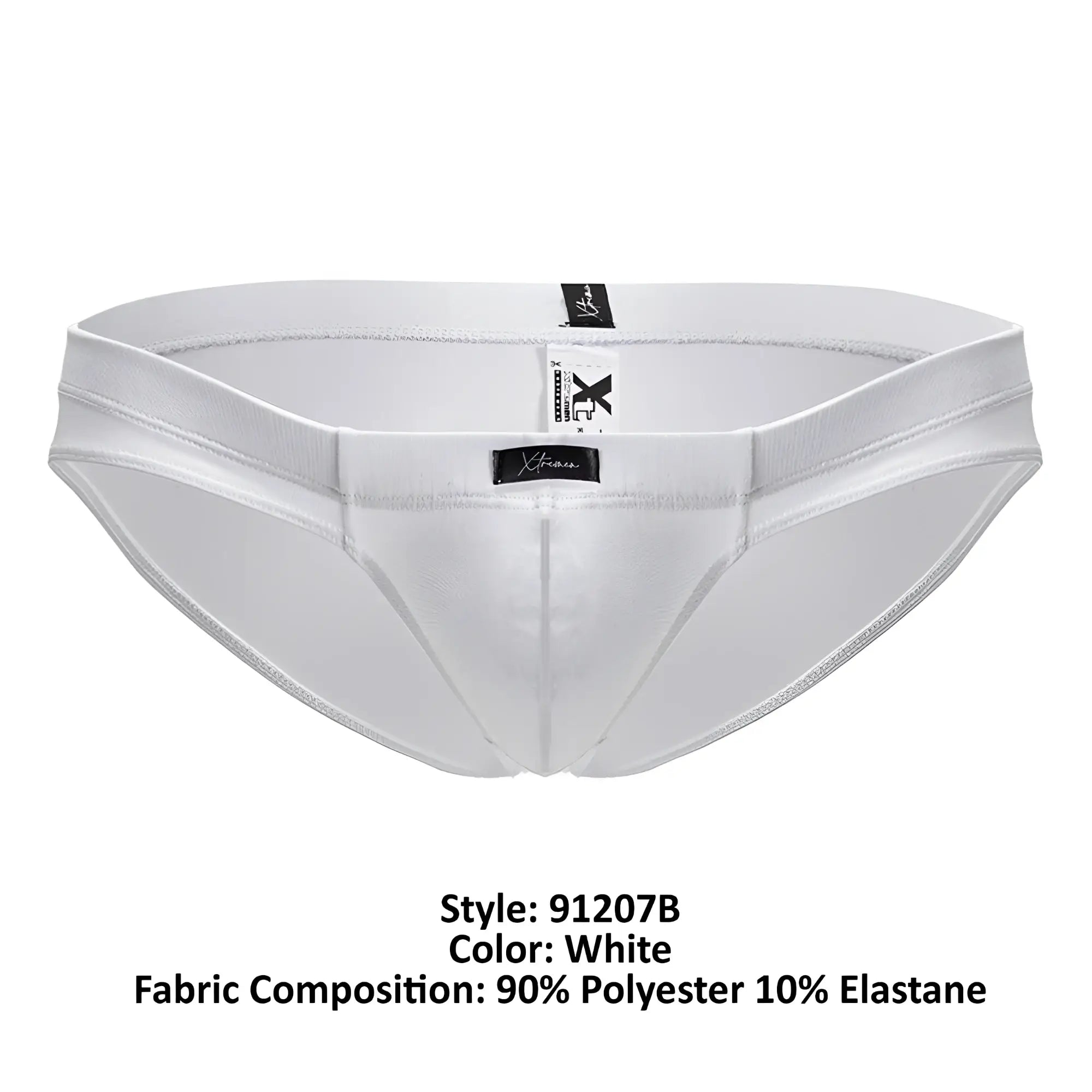 White xtremen 91207b microfiber briefs with a sleek form-fitting design and elastic waistband