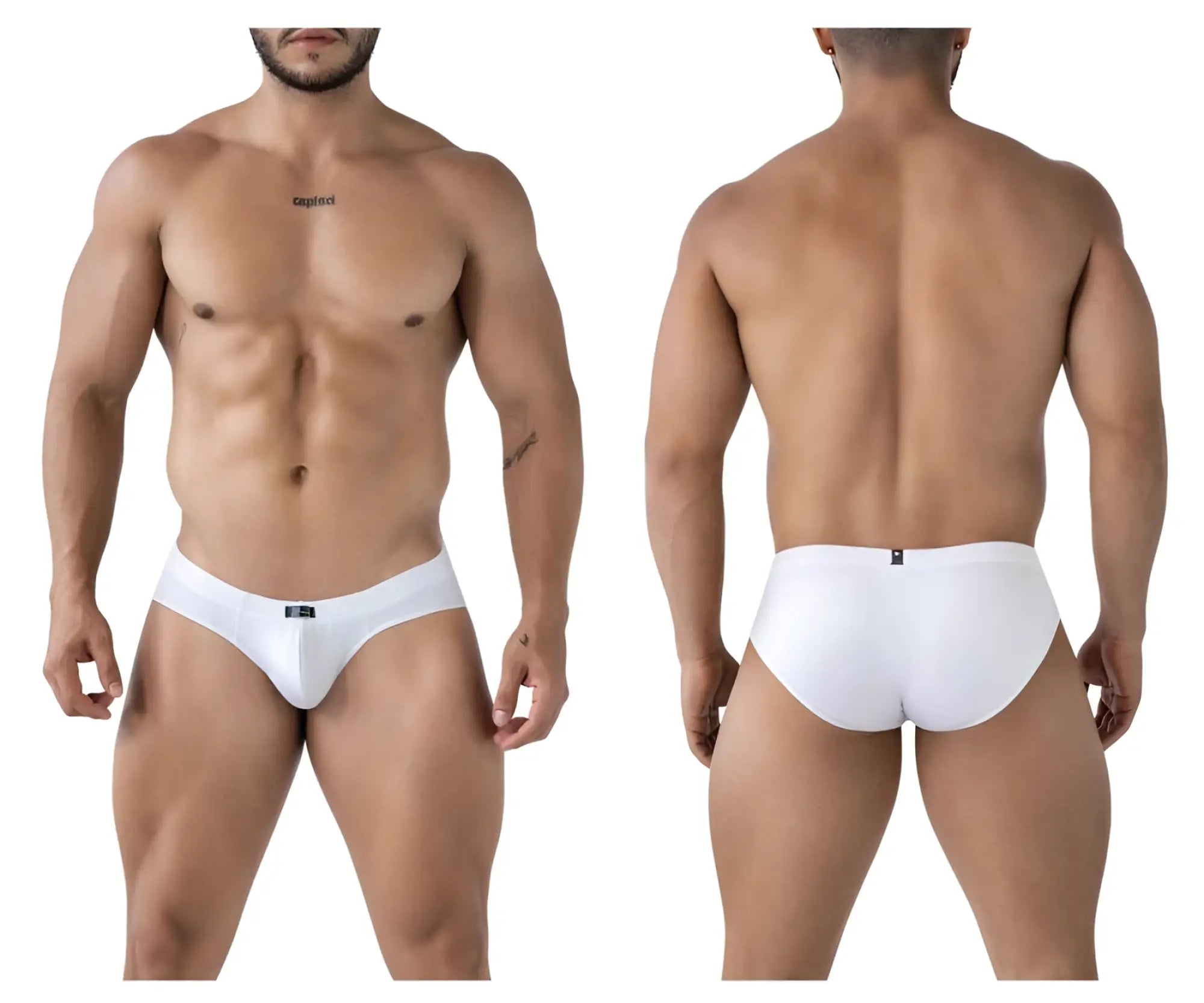 White xtremen 91207b microfiber briefs with sleek form fitting design and subtle logo on waistband