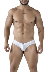 White xtremen 91207b microfiber briefs with a sleek minimalist design and small black logo on the front