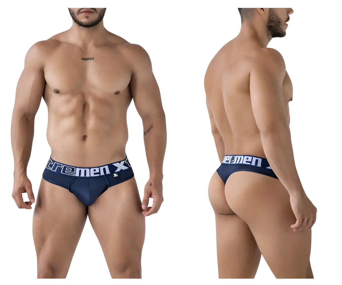 Navy blue cotton briefs with white extremenx branded waistband from xtremen 91208b microfiber thongs collection