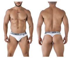 White xtremen 91208b microfiber briefs with gray elastic waistband featuring bold xtremen brand name