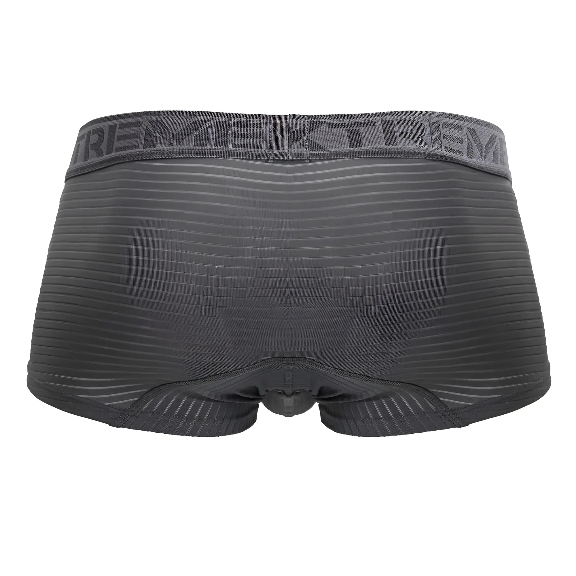 Dark gray xtremen 91209b microfiber trunks with ribbed texture and elastic waistband featuring tremen logo