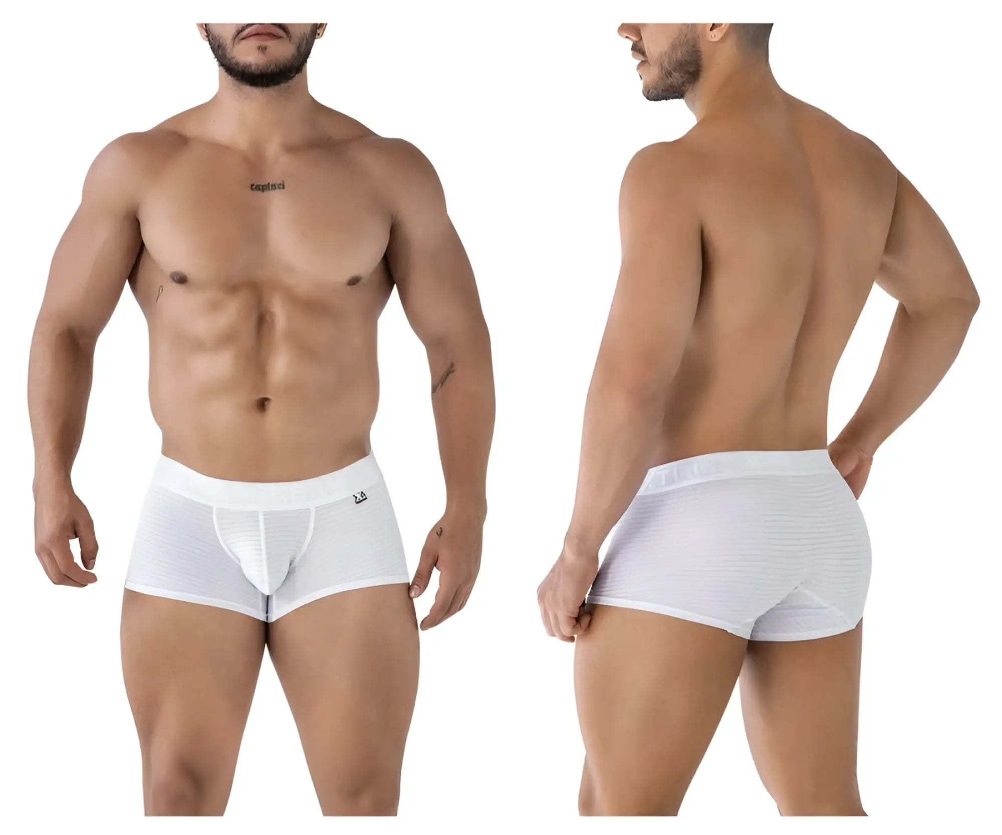 Xtremen 91209b white microfiber trunks with subtle textured pattern and small logo on waistband front view