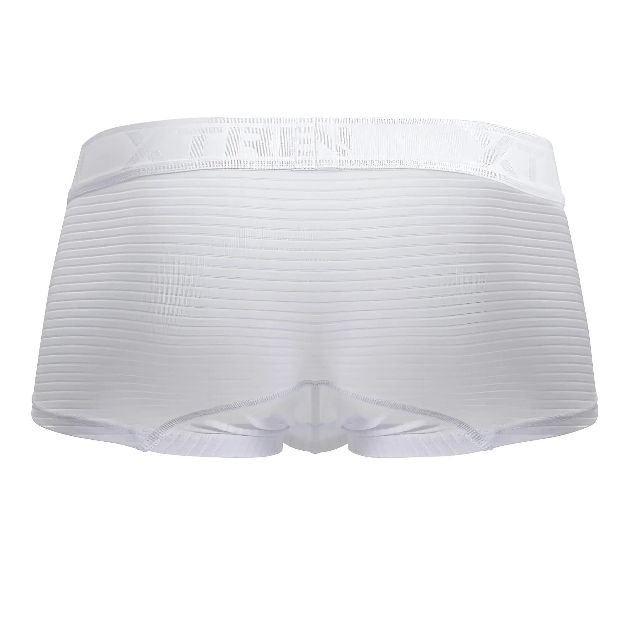 White xtremen 91209b microfiber trunks with ribbed texture and branded elastic waistband for men
