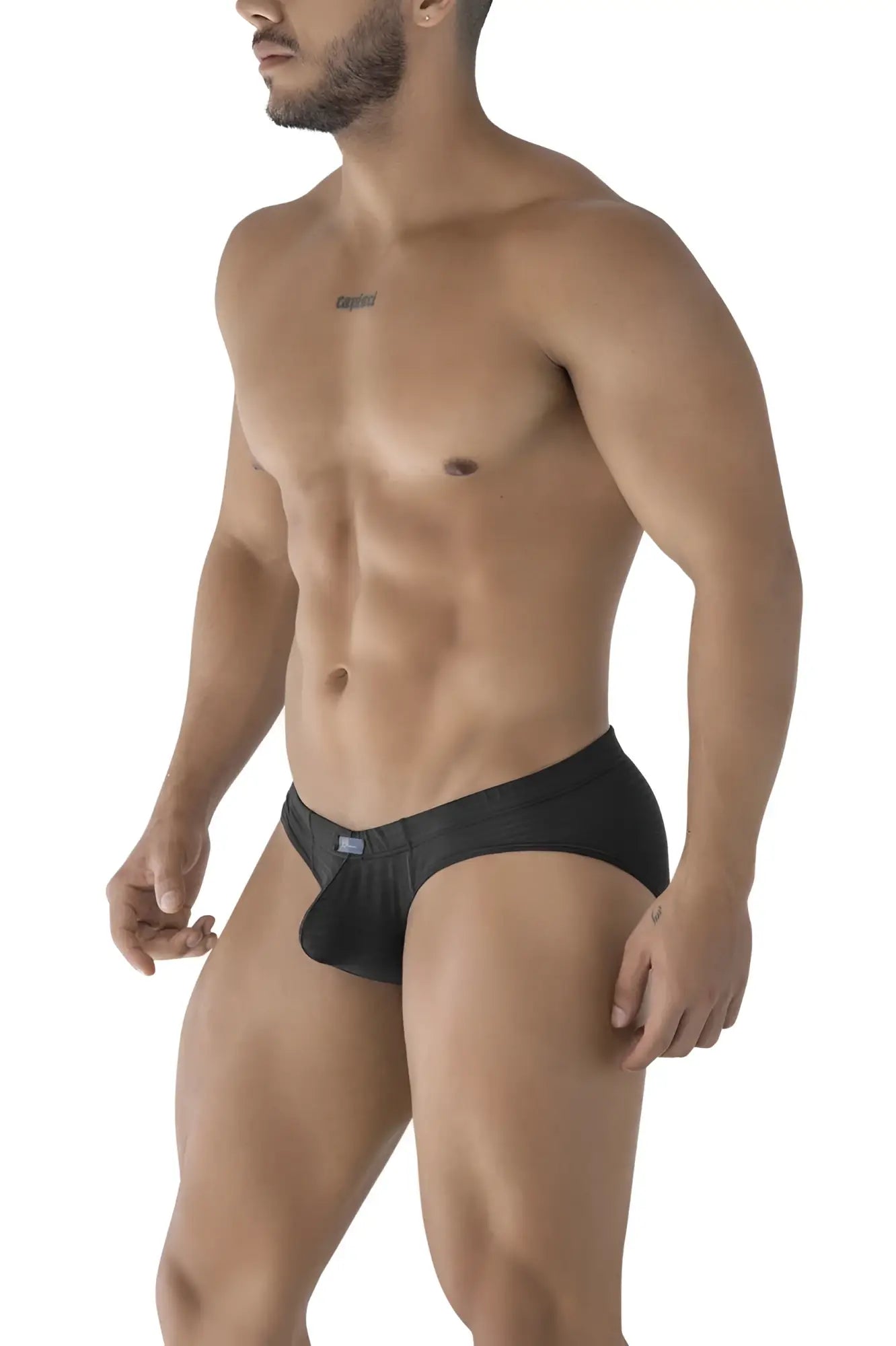 Black xtremen 91210b microfiber briefs with smooth stretchy fabric and subtle waistband logo in a form-fitting design
