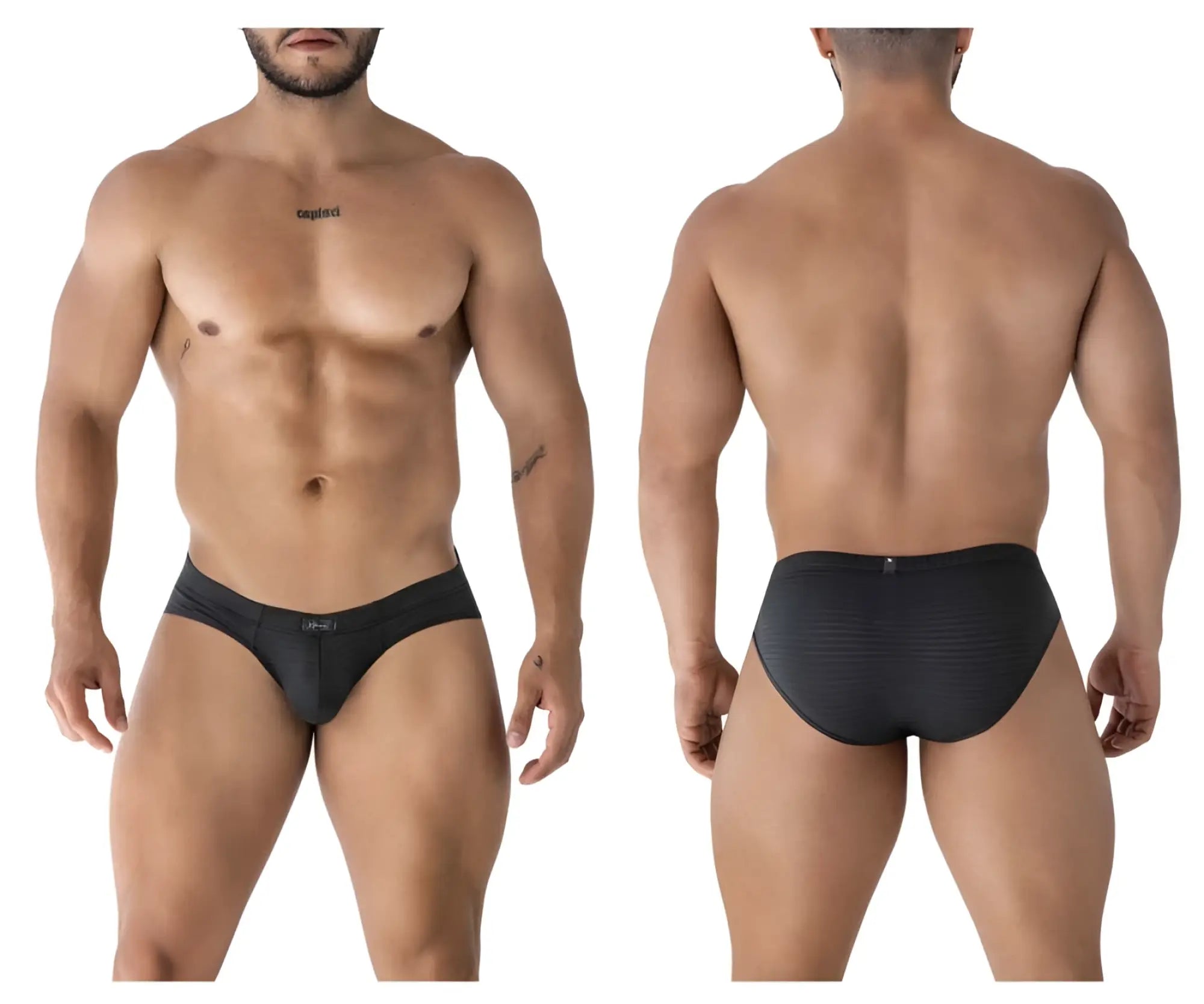 Black xtremen 91210b microfiber briefs with a textured ribbed waistband and subtle front branding