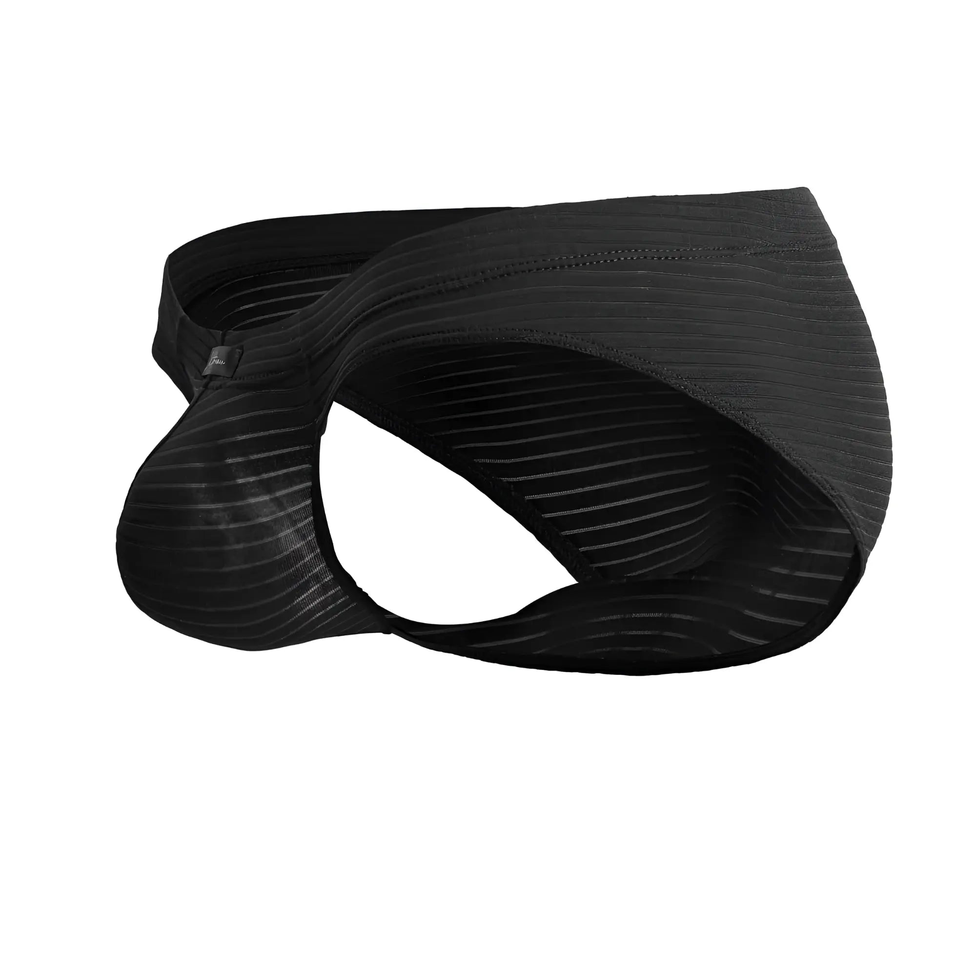 Xtremen 91210B black microfiber briefs with subtle vertical ribbing featuring textured fabric design