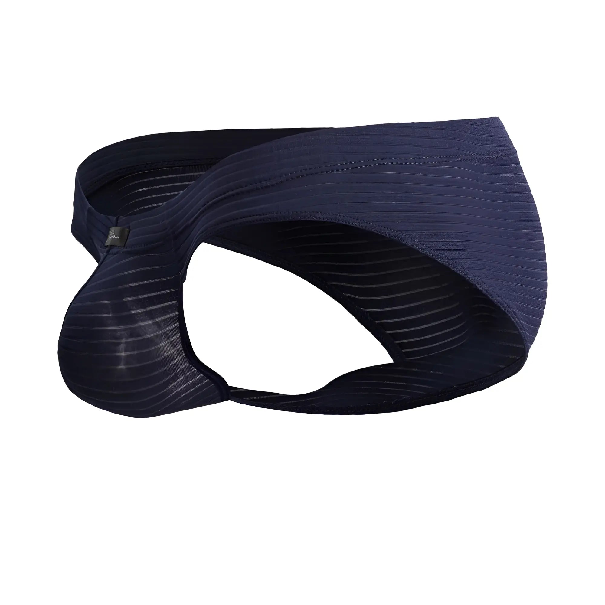 Navy blue striped men’s briefs with textured microfiber fabric from Xtremen 91210B for comfortable wear