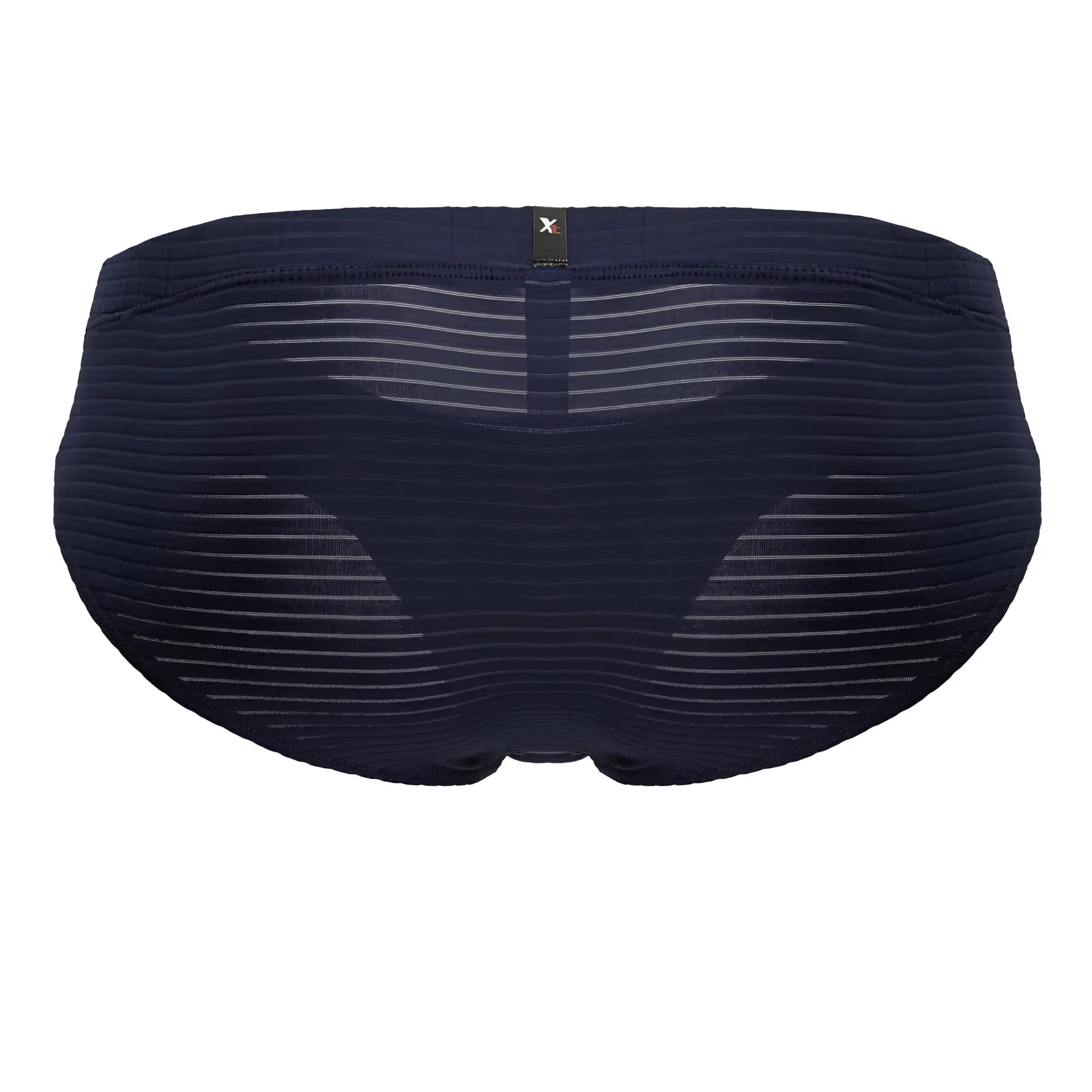 Dark navy blue xtremen 91210B microfiber briefs with subtle horizontal ribbed texture and black brand tag at waistband