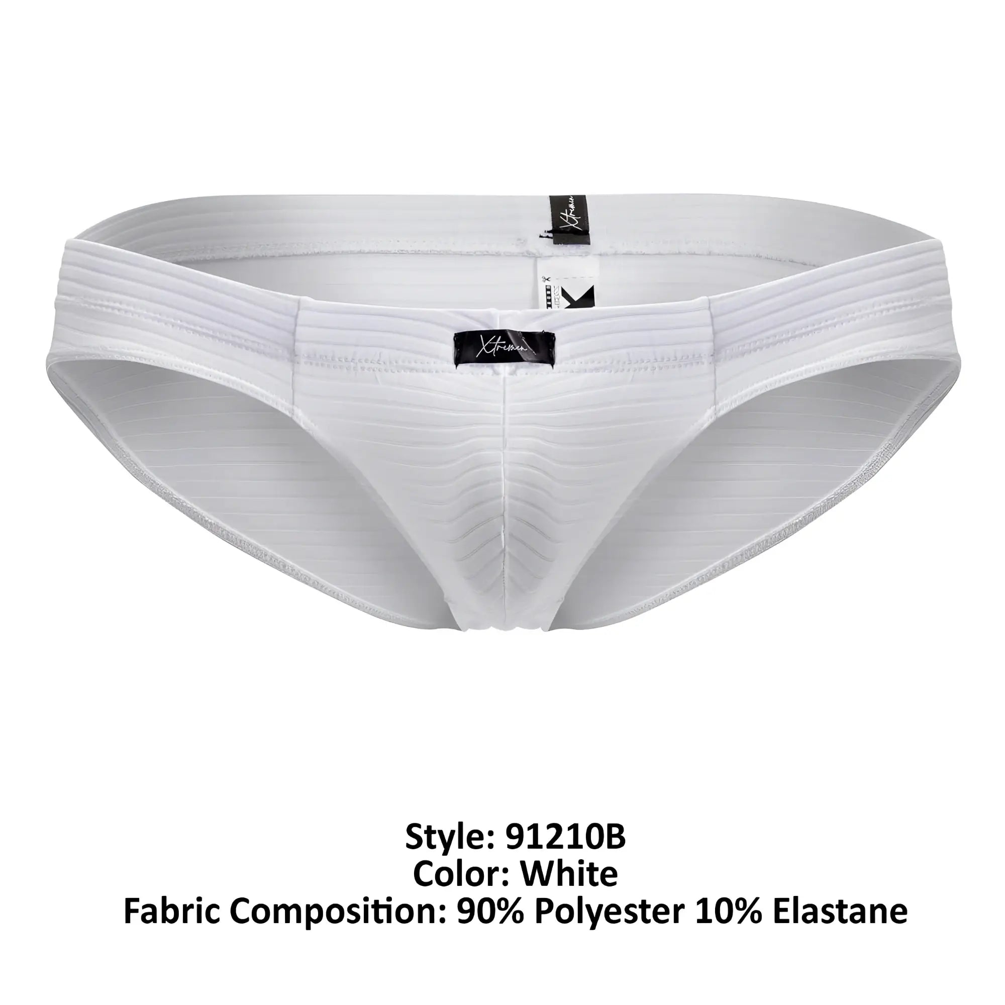 White xtremen 91210b microfiber briefs with ribbed texture and elastic waistband for comfortable everyday wear