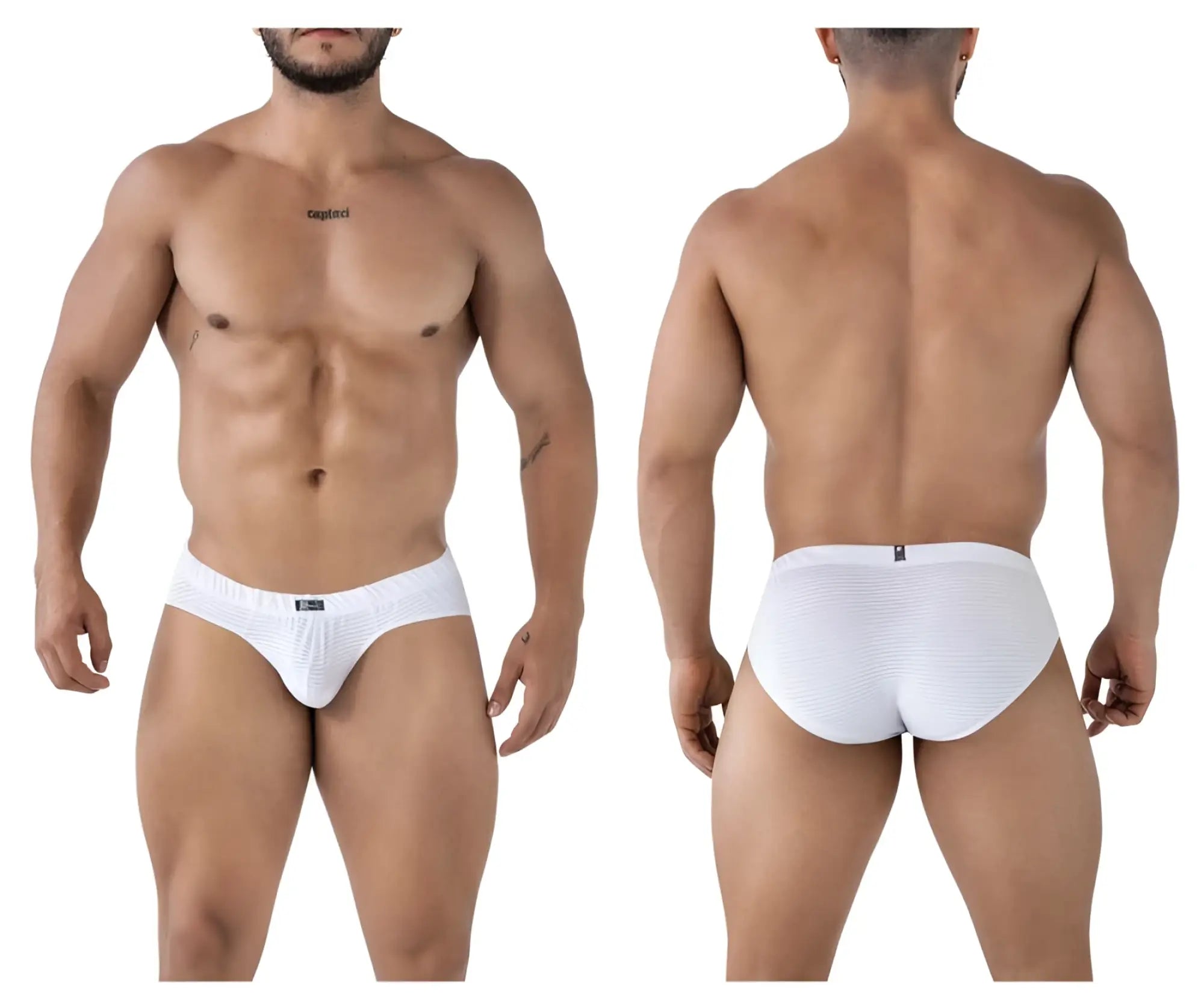 White xtremen 91210b microfiber briefs featuring a subtle textured pattern and a small logo on the waistband
