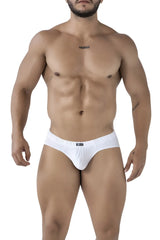White Xtremen 91210B microfiber briefs with a subtle textured pattern and small brand logo on the waistband