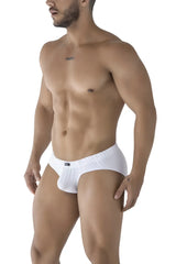 Xtremen 91210B white microfiber briefs with a subtle pattern elastic waistband and textured fabric
