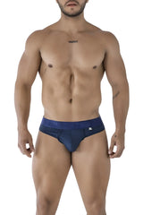 Navy blue xtremen 91211b microfiber thongs with darker navy waistband featuring brand name and logo
