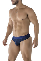 Navy blue Xtremen 91211B microfiber briefs with matching waistband and small white front logo for men
