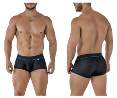 Black xtremen 91212b microfiber trunks with blue trim mesh briefs and brand logo on the waistband