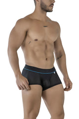 Black xtremen 91212b microfiber trunks with blue trim and tempo brand waistband in mesh boxer brief style