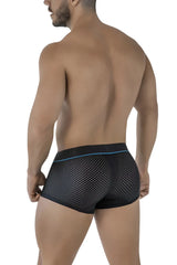 Xtremen 91212B black microfiber trunks with subtle blue trim on waistband featuring breathable mesh briefs design