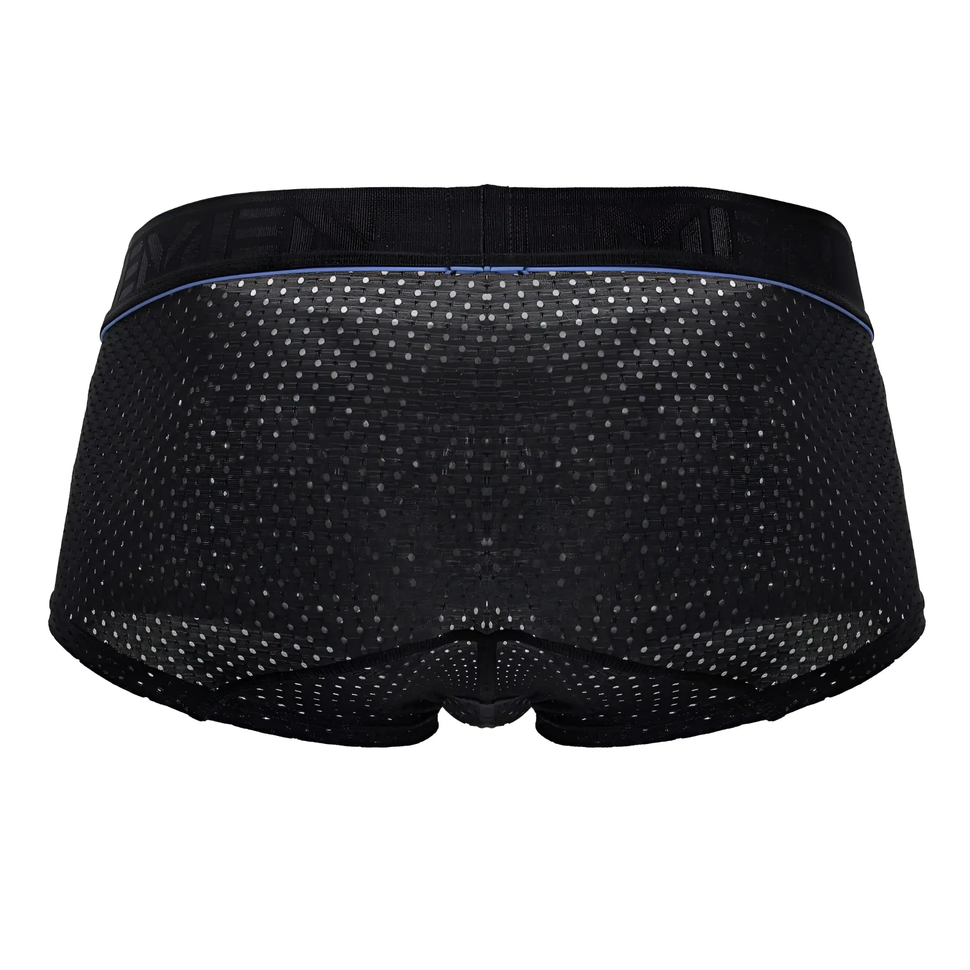 Black xtremen 91212b microfiber trunks with subtle perforated mesh and thin blue trim along the waistband