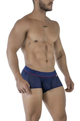 Navy blue mesh microfiber briefs with pink trim and white logo on waistband Xtremen 91212B trunks front view