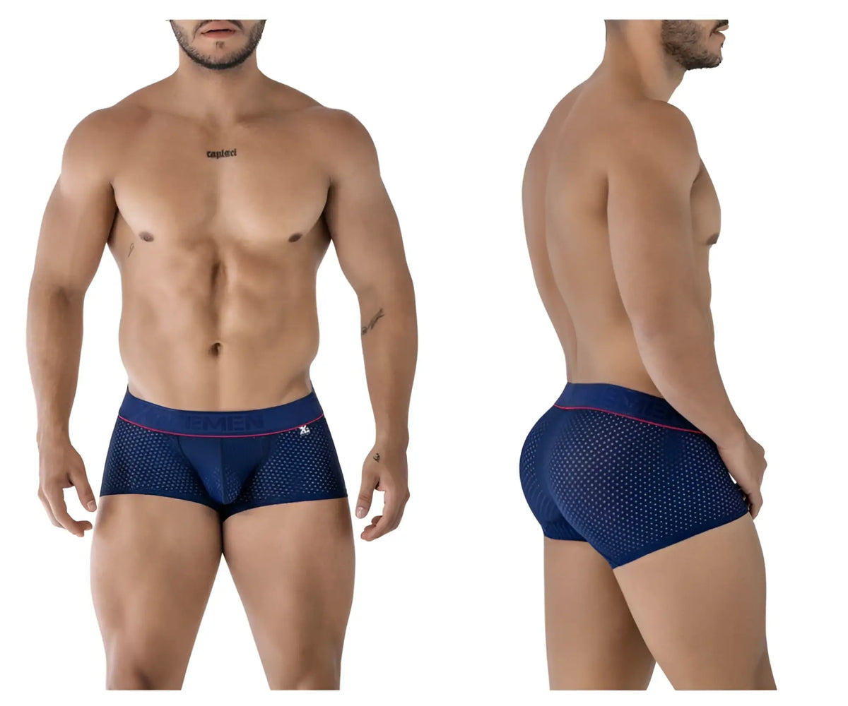 Navy blue Xtremen 91212B microfiber mesh briefs with pink trim and subtle logo on the waistband