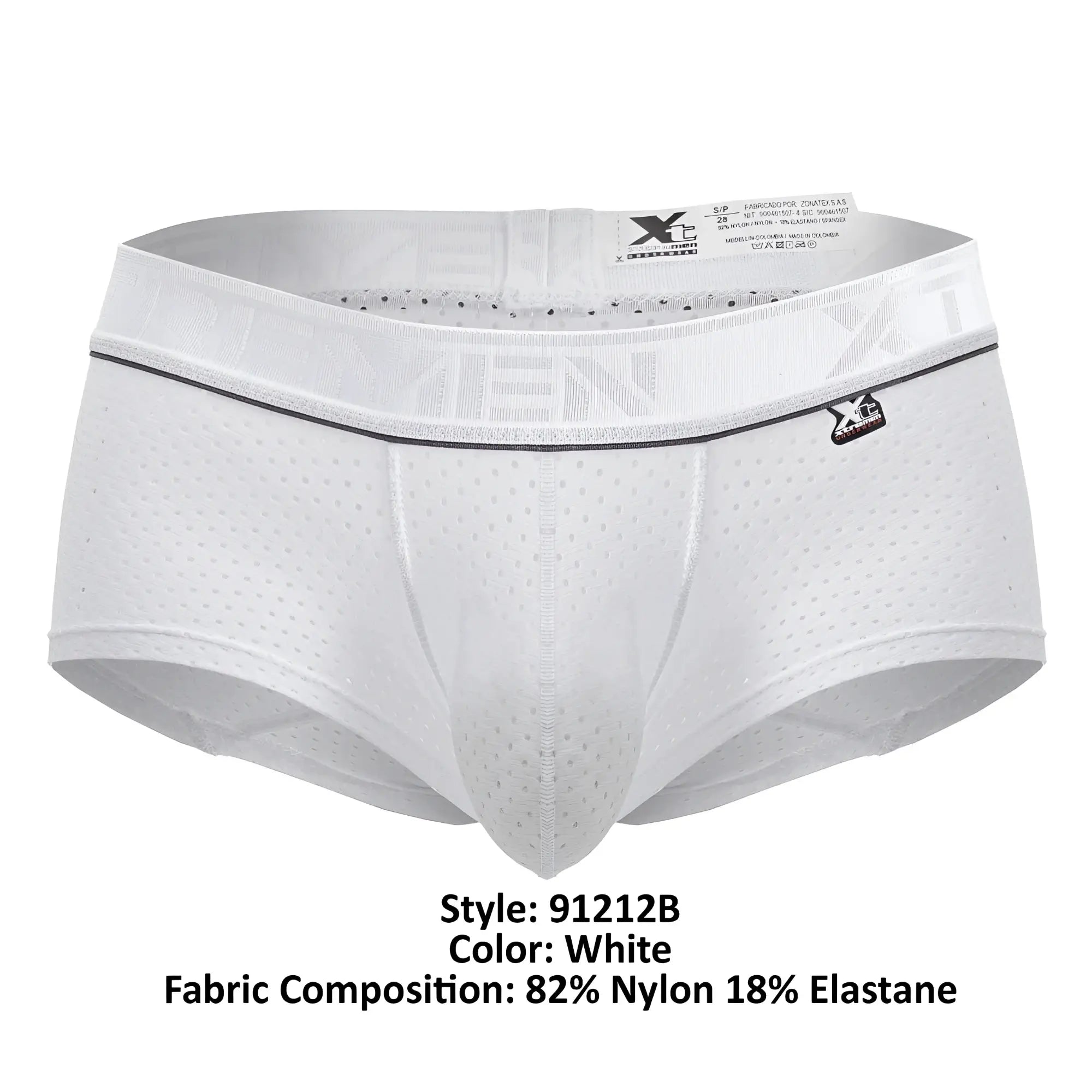 White xtremen 91212b microfiber trunks with perforated mesh design and black trim featuring x-treme logo patch