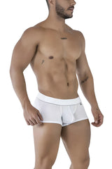 White mesh microfiber boxer briefs with a solid white waistband xtremen 91212b microfiber trunks color white