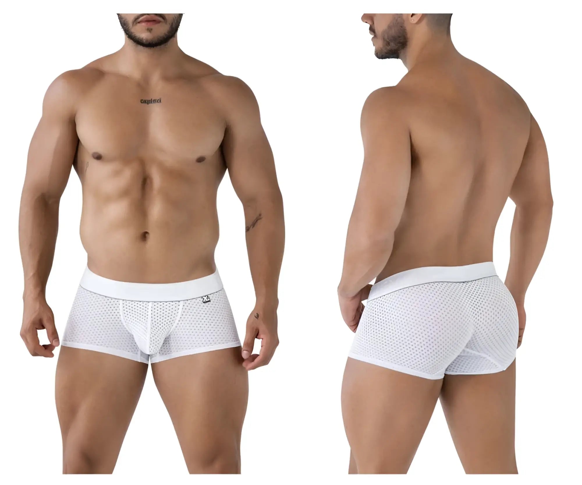 Xtremen 91212B white microfiber mesh briefs with solid white waistband for breathable comfortable wear
