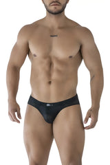 Xtremen 91213B black microfiber briefs with black mesh fabric and a subtle logo on the waistband