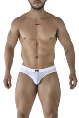 Xtremen 91213B white microfiber briefs with a subtle perforated mesh pattern and branded waistband visible from the back