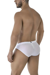 White xtremen 91213b microfiber briefs with a subtle perforated pattern and minimalist mesh design