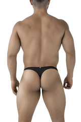 Black xtremen 91214b microfiber thong back side showing perforated mesh fabric and small logo on backband