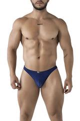 Xtremen 91214b microfiber thongs in dark blue with a subtle pattern mesh and small brand tag on the waistband