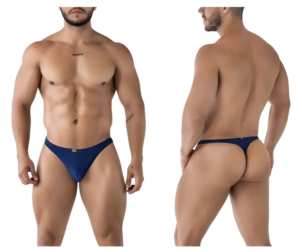 Navy blue mesh microfiber briefs with a small metallic logo on the front from xtremen 91214b collection