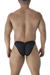 Black xtremen 91215b microfiber bikini briefs with subtle mesh pattern for lightweight comfort