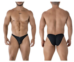 Xtremen 91215b microfiber bikini in black featuring a sleek, form-fitting design with subtle mesh pattern